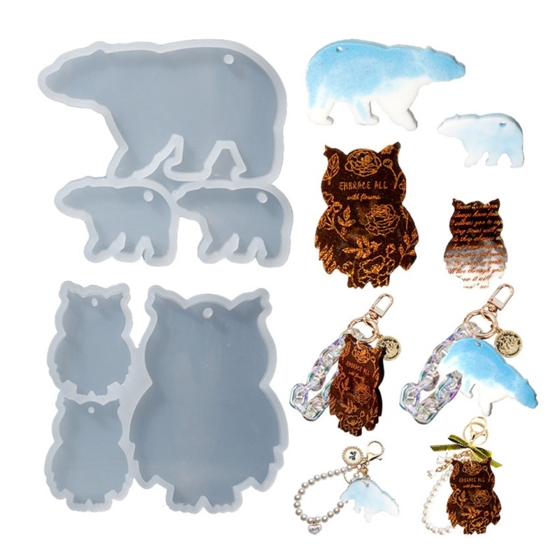 

DIY Polar Bear Owl Mushroom Earrings Silicone Crafting Mold Waterdrop Keychain Pendant Jewelry Making Crystal Epoxy Resin Mold
