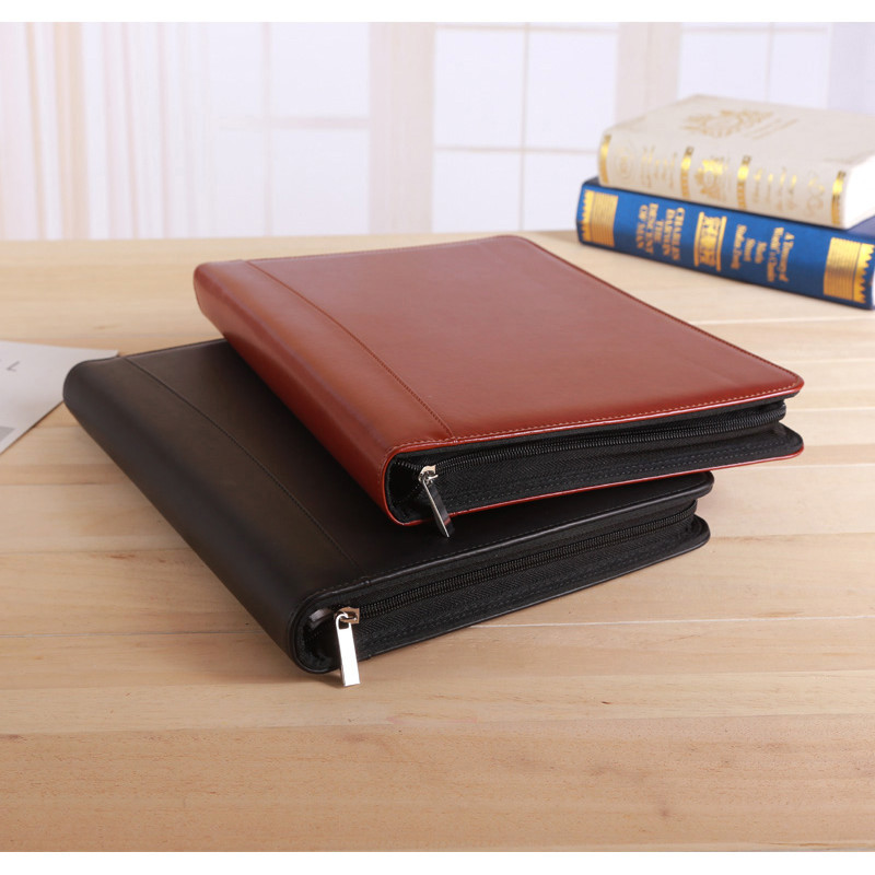 

A4 Business office zipped file folder for documents organizer a4 padfolio folder with ring binder inner bag for tablet document