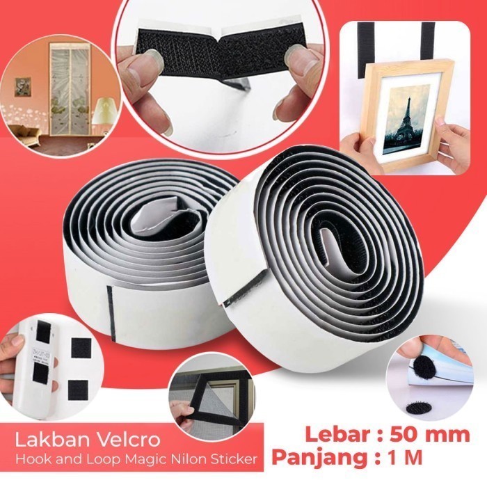 

PTZ3 - Lakban Velcro Hook and Loop Magic Nilon Sticker 1M 50mm Multifungsi