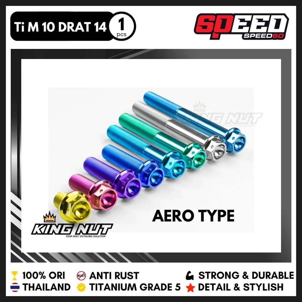 Baut M 10 x 120 Drat 14 x 120 Aero Type Baut Titanium Grade 5 Probolt Thailand King Nut
