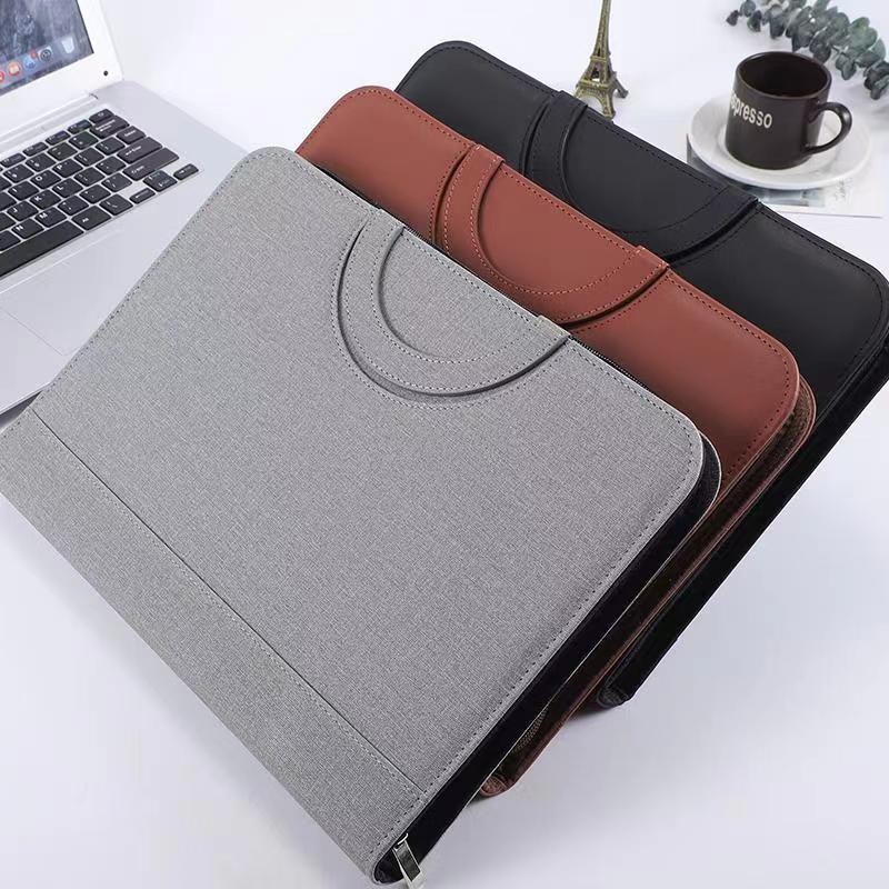 

Customized A4 Business Padfolio File Folder Portfolio Pu Leather Briefcase With Calculator Notebooks Card Holder Office Document
