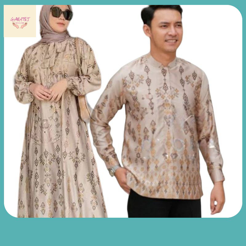 Couple Maxmara Silky Lengan Panjang Baju Couple Pasangan Kondangan Gamis Maxmara Lux Motif Terbaru
