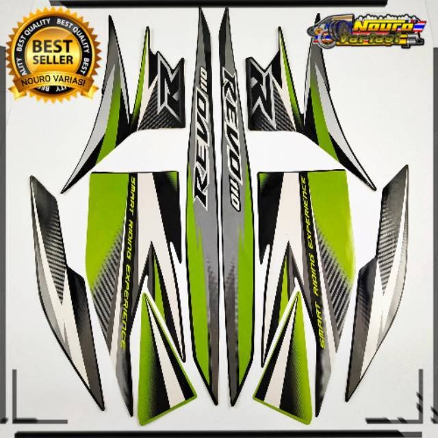 Aksesoris striping honda revo 110 cw absolut 2011 2012 hitam lis hijau