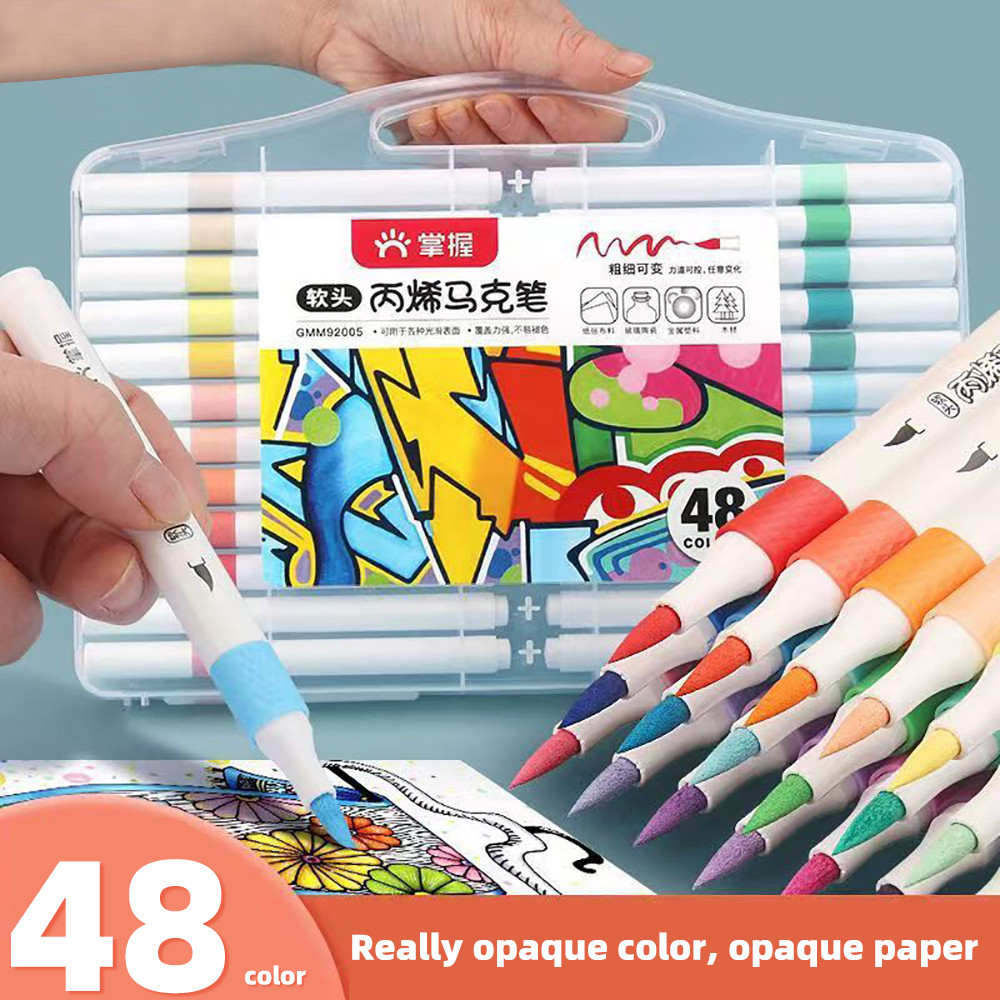 

12-60 Colors Acrylic Paint Pens Markers Permanent Soft brush Tip for Rock Wood Glass Fabric Paper Ceramic Stone Arts And Crafts