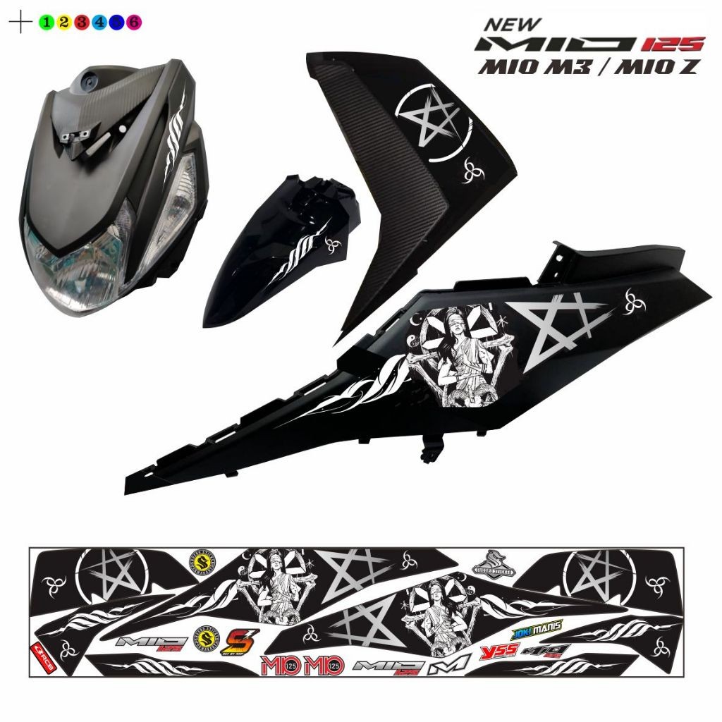 VARIASI STRIPING MIO M3 HITAM VARIASI MIO Z HITAM MOTIF SIMPLE BINTANG VARIASI