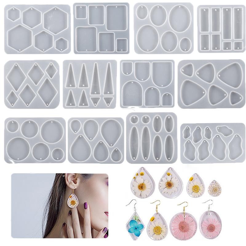 

Earring Pendant Epoxy Silicone Mold Geometry Round Triangle Necklace Key Chain Pendant Resin Mold Jewelry Making Accessories