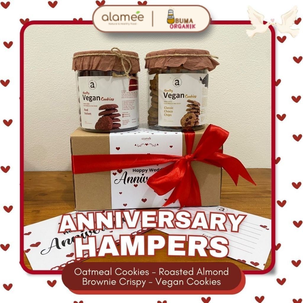

ALAMEE Anniversary Gift Hampers Ulang Tahun Pernikahan Wedding Kado Hadiah Oatmeal Cookies Almond Buma Organik