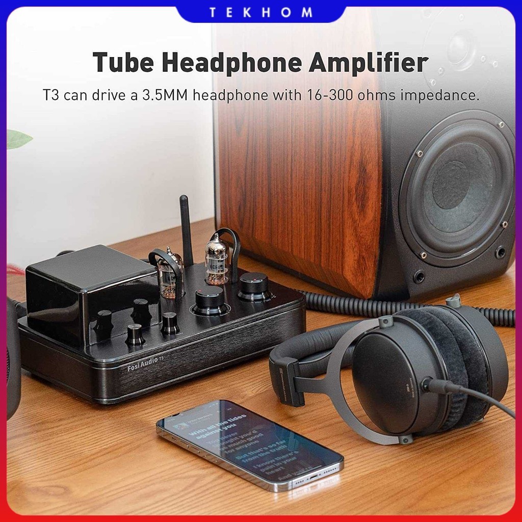 Amplifier Bluetooth 5.0 Headphone Port Vacuum Tube 50Wx2 - Fosi Audio T3