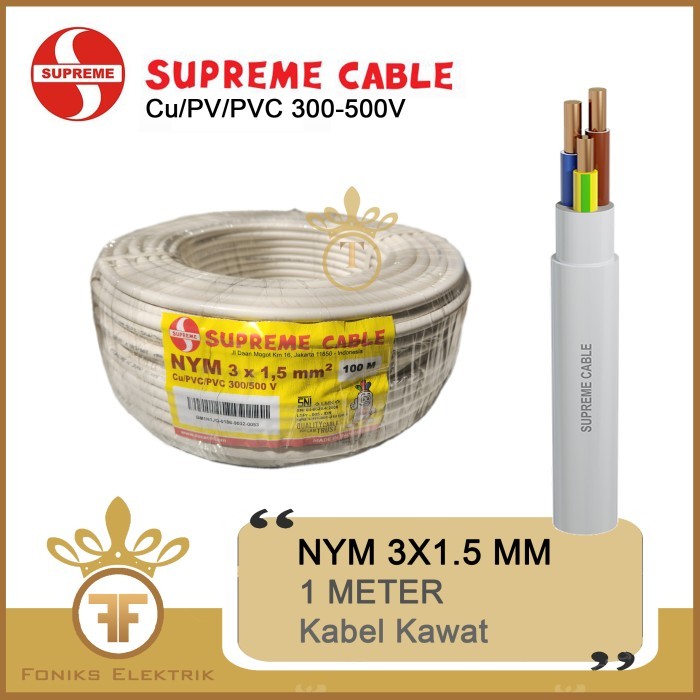 Kabel Listrik Supreme NYM 3X1.5 Meteran eceran