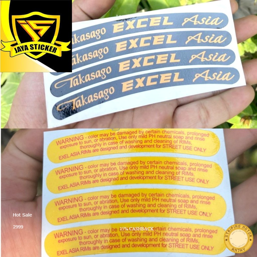 STICKER STIKER VELG TAKASAGO EXCEL ASIA PRINT HITAM BERKUALITAS ORI