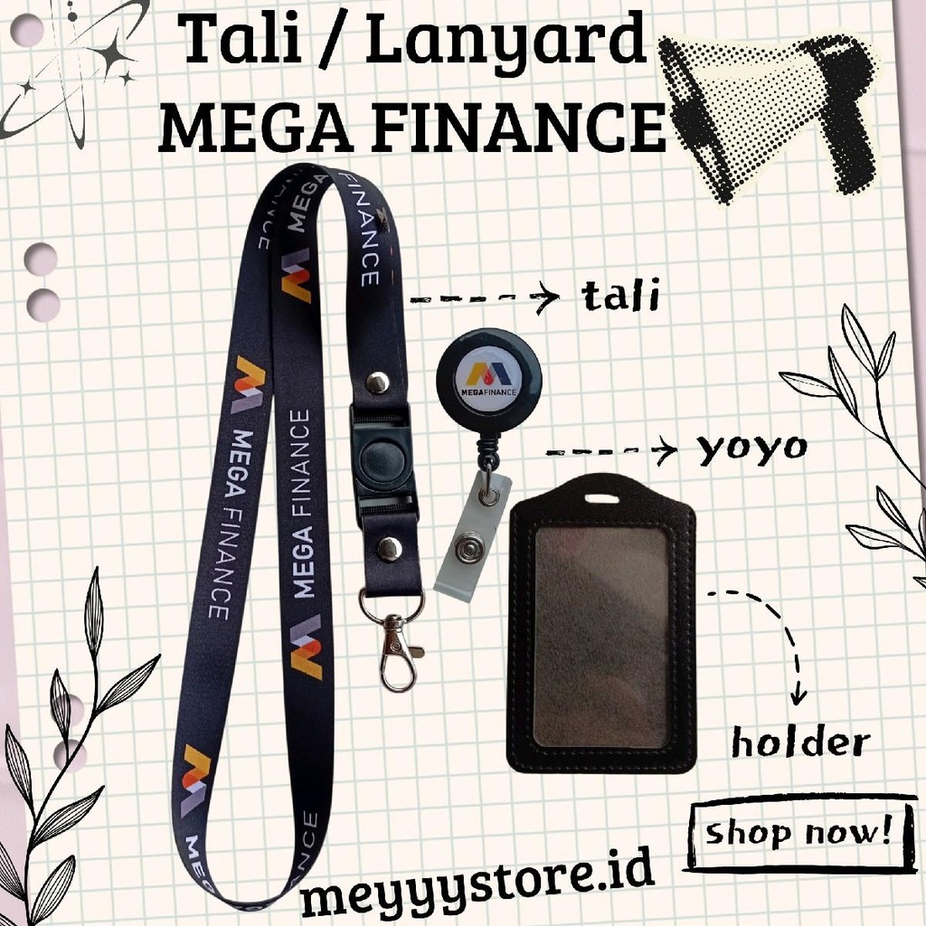 

READYYY Tali Gantungan ID CARD / Lanyard MEGA FINANCE [STOCK MELIMPAH] Termurahhh Harga Grosir!