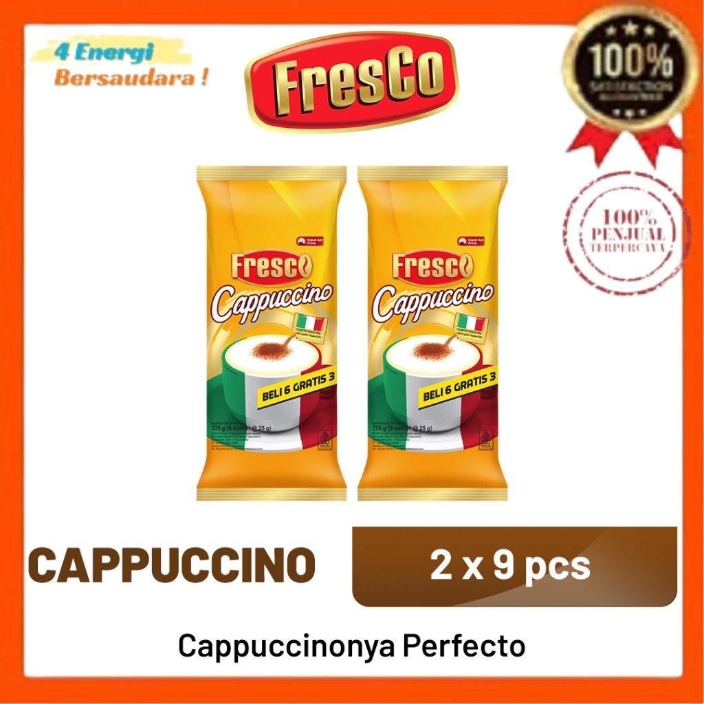 

Kopi FRESCO Cappuccino 2 Bag (9 x 25 gr) 4 Energi Bersaudara