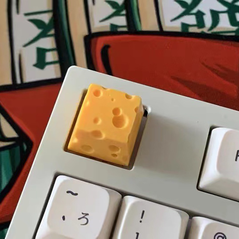 1pc DIY Mechanical Keyboard Keycap Cute Cheese Shape Resin Keyboard Caps Cross Axis Key Cover Replac