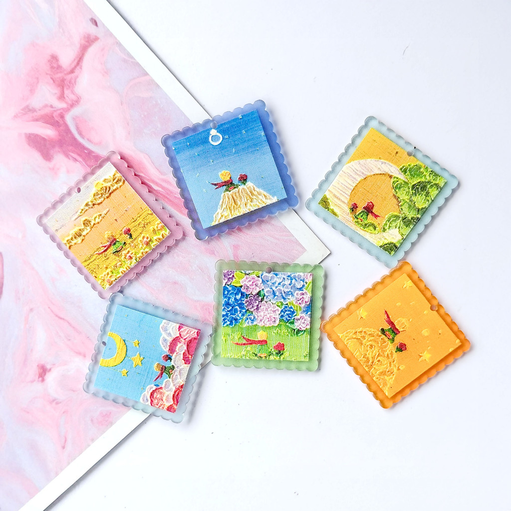 1 Pcs Charm Keping Akrilik Hand-Painted Painting Style - LE PETIT PRINCE