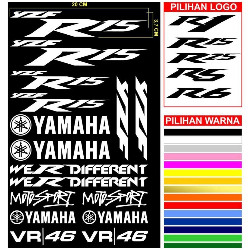 Stiker Cutting MOTOR YAMAHA R15 1 SET - YAMAHA R SERIES TERMURAH R1 R15 R25 R5 R6