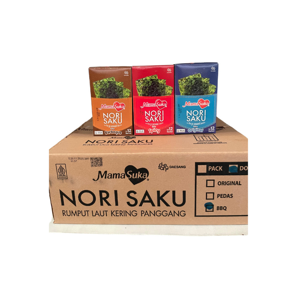 

JOSCELLY.ID MAMASUKA Nori Saku Snack Rumput Laut Box Isi 12 sachet