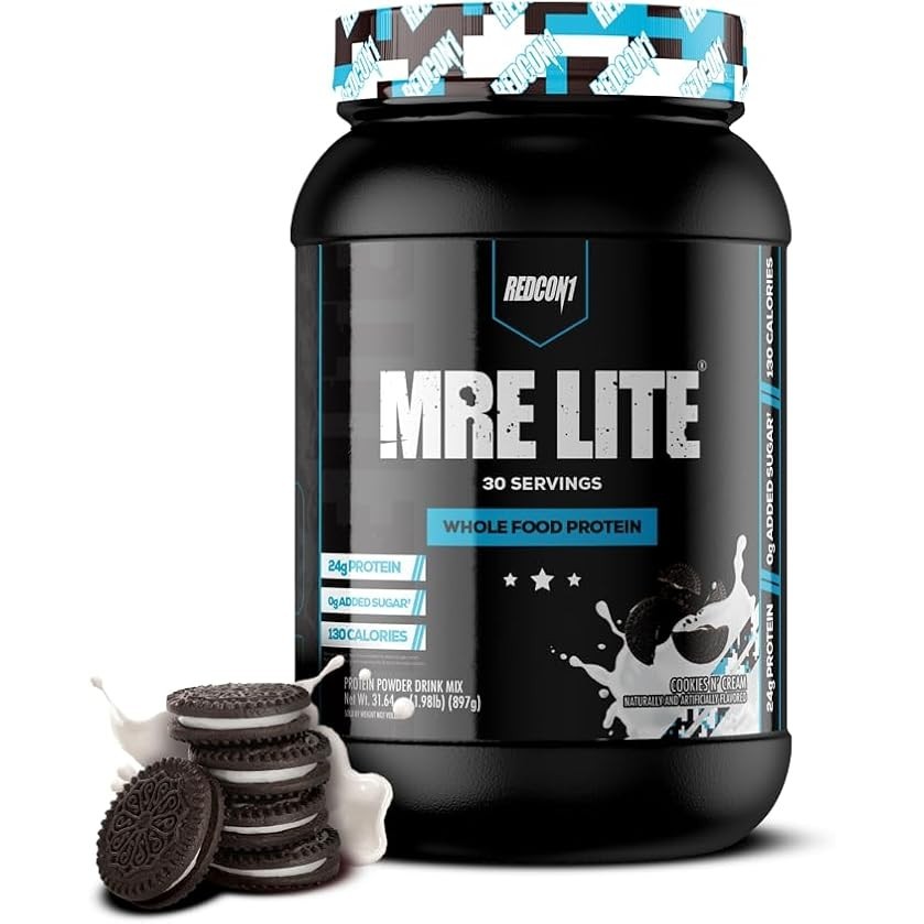 REDCON1 MRE Lite Whole Food Protein Powder, Cookies N' Cream - Low Carb & Whey Free Meal Replacement