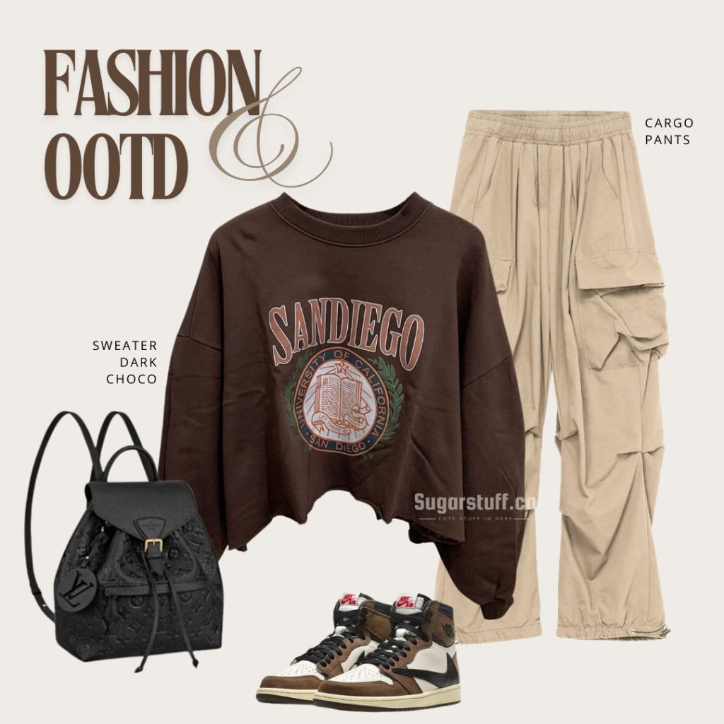 Stelan Wanita OOTD Kekinian terbaru Outfit Hijab Korean Style Sweater Oversize Tebal Outfit | Trendy