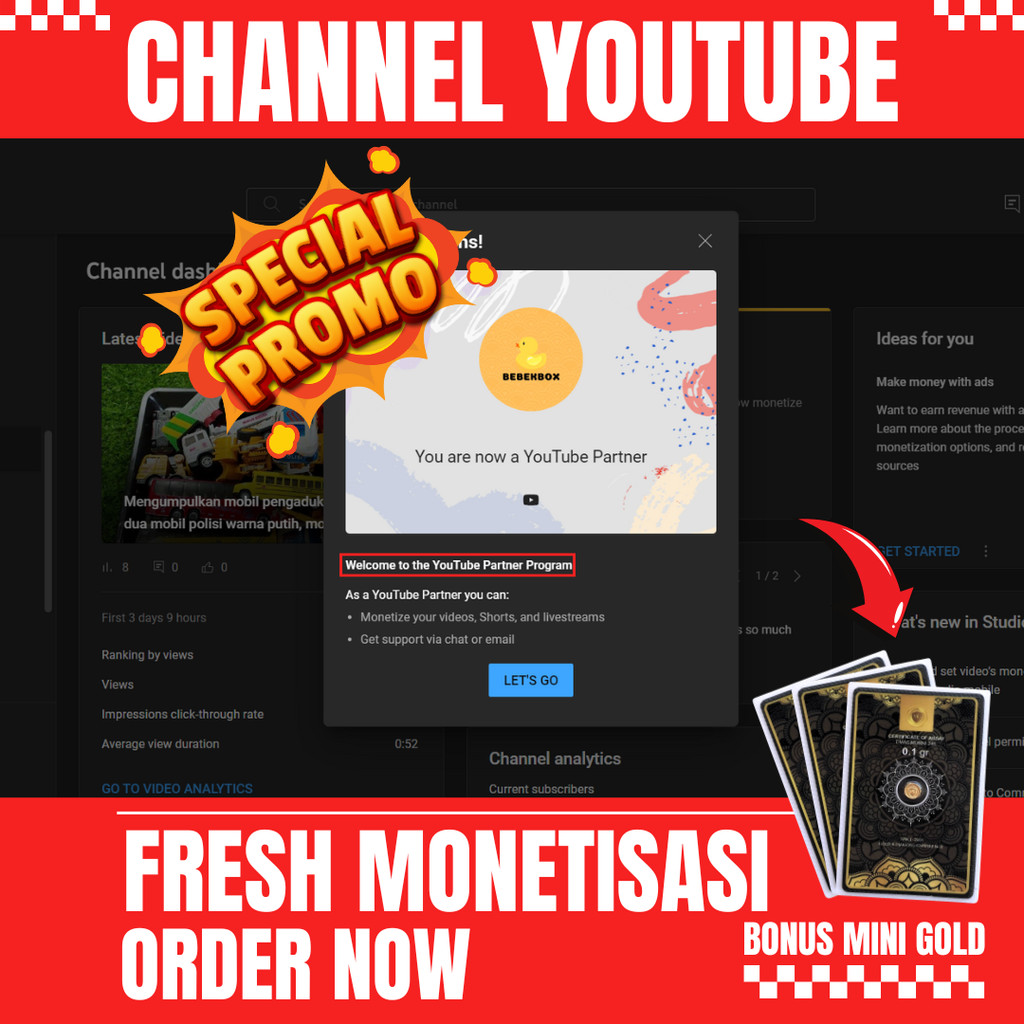 JUAL AKUN YOUTUBE SUDAH MONETISASI (FRESH) TINGGAL PAKAI SEPAKET ADSENSE
