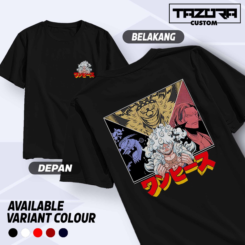 kaos anime Luffy Gear 5 one piece gold tshirt manga wibu otaku waifu karakter jepang kaos distro Ker