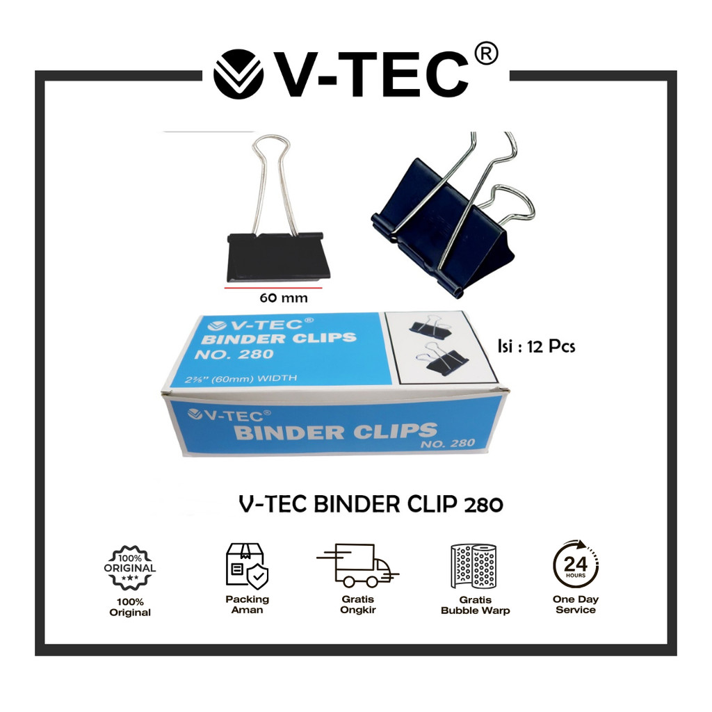 

V-TEC BINDER CLIP NO.280 PER PAK