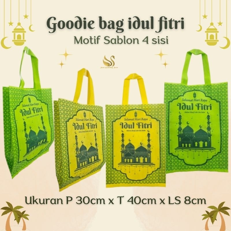 

(LUSINAN 12pcs) Goodie bag lebaran 30x40x8 edisi 2025 - Tas Hampers-Tas lebaran