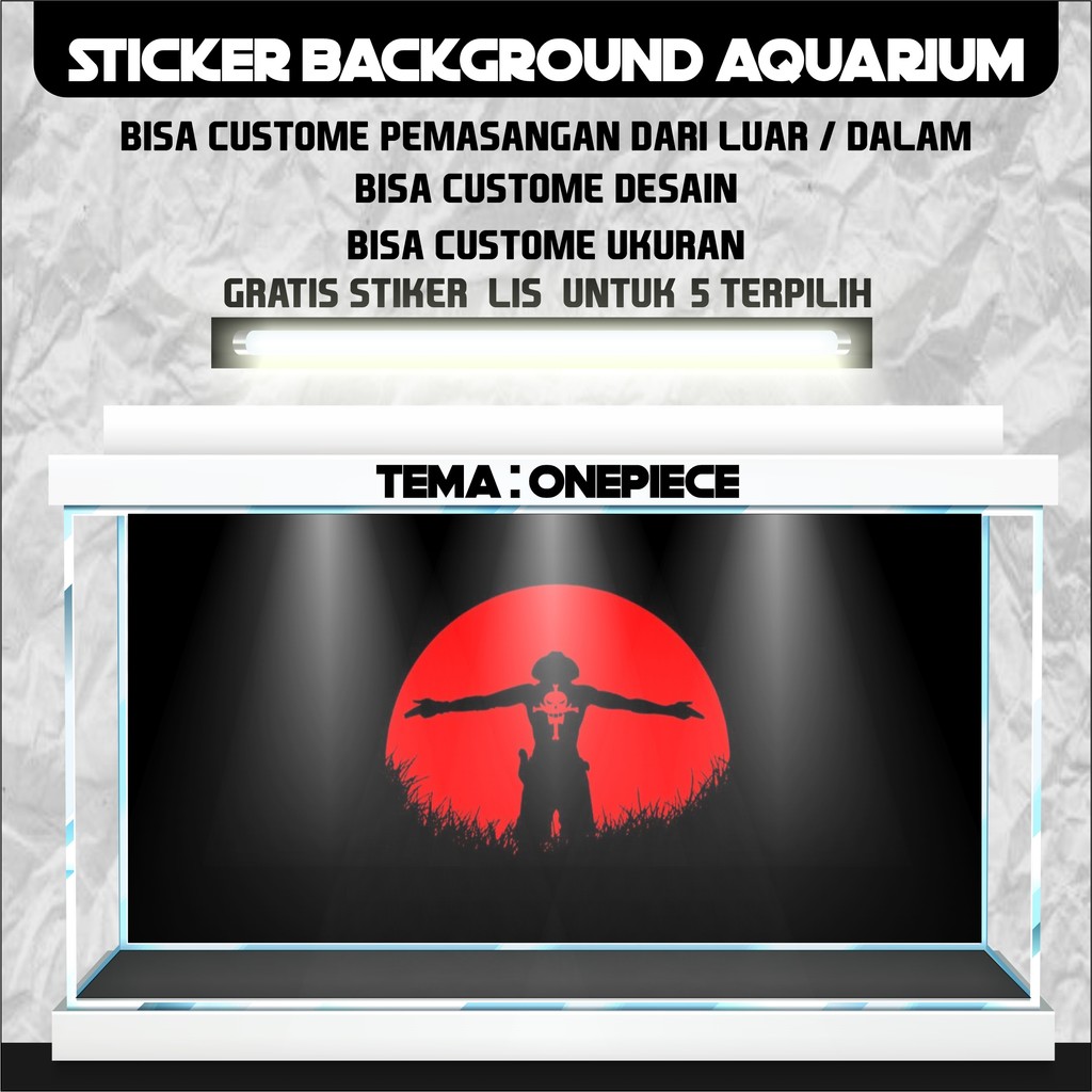 sticker wallpaper background aquarium belakang 3d tema gambar onepiece 3d