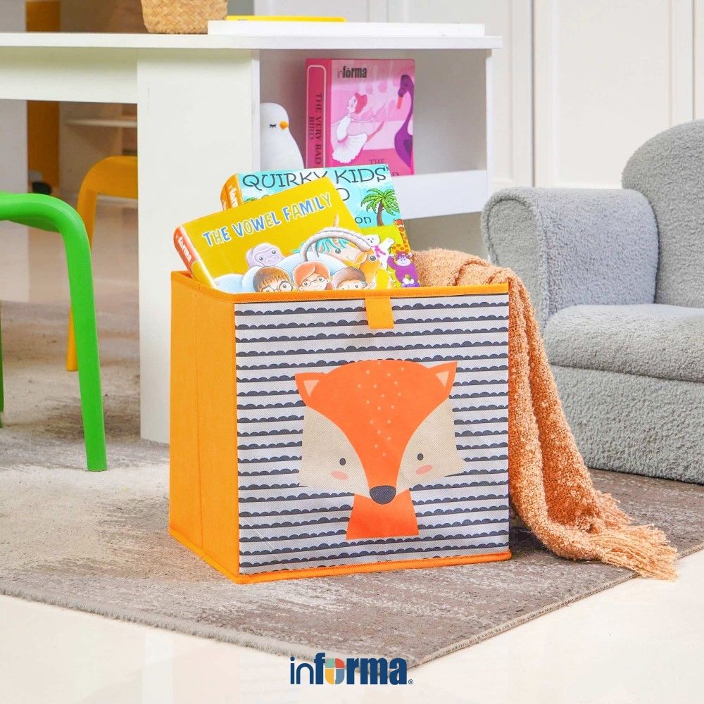Informa 29x23x29 cm Kotak Penyimpanan Lipat Motif Animal Kotak Lipat Storage Box Wadah Lipat Kotak O