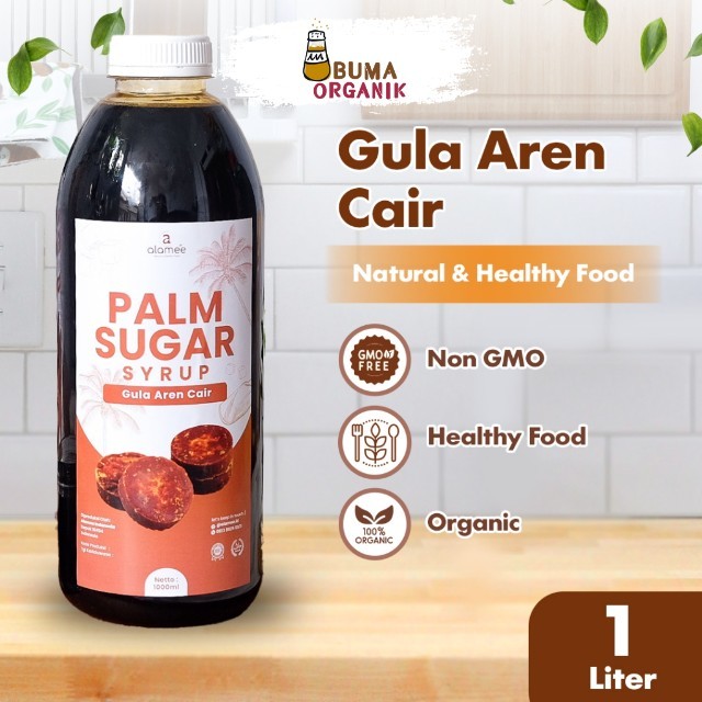 

ALAMEE Gula Aren Cair Organik Syrup Palm Sugar Liquid Organic Murni Brown Sirup Natural 1 Liter BUMA