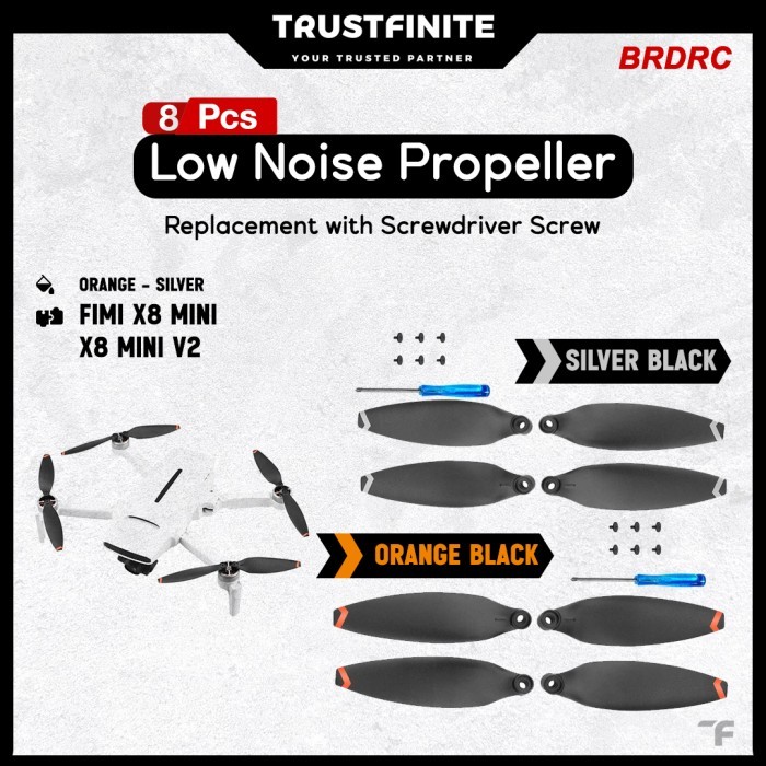 DIKARA BRDRC Low Noise Propeller Fimi X8 MINI V2 V1 / Baling Baling X8 Mini / X8 Mini V2 - SILVER/BL