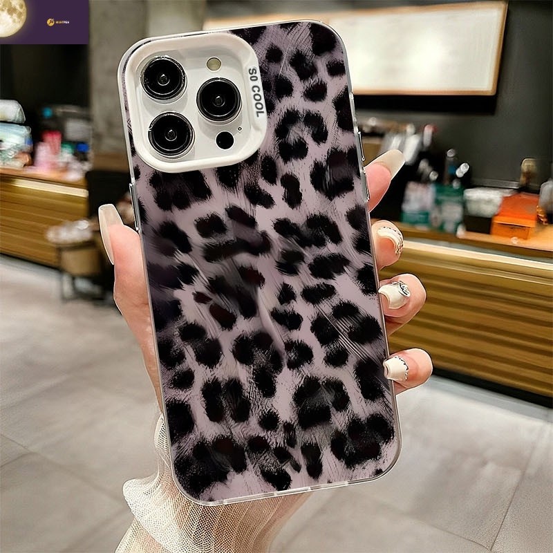 Ins Black Leopard case Vivo seri Kompatibel untuk Vivo Y02 Y03 Y12 Y15S Y16 Y17 Y17S Y18 Y19 Y20 Y21