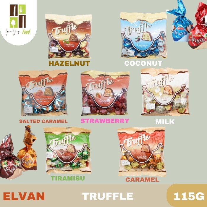 

Elvan Truffle Coconut / Hazelnut / Strawberry / Caramel / Milk / Tiramisu / Salted Caramel / Coklat / Cokelat Turki / Naraya / 155g