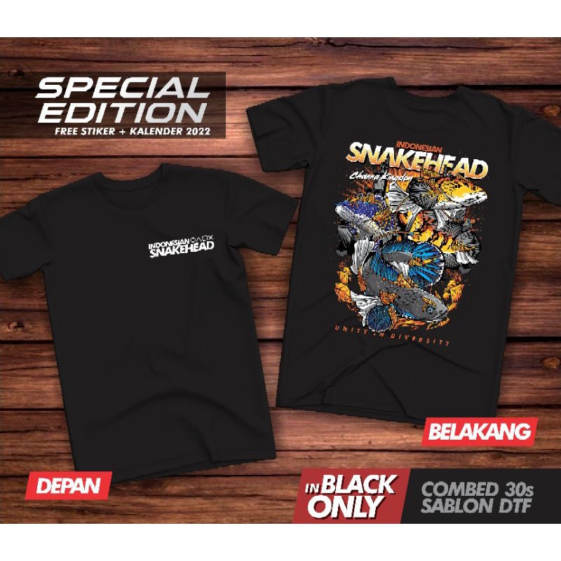 T-Shirt Kaos Baju skena cowok SNAKEHEAD Oversize Atasan Baju COTTON COMBED 30S Kasual
