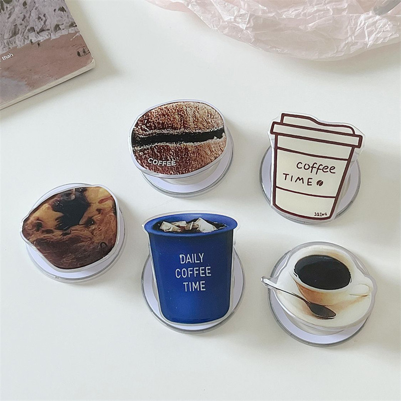 Korean Cute Coffee For Magsafe Magnetic Phone Griptok Grip Tok Stand For iPhone 15 Foldable Wireless