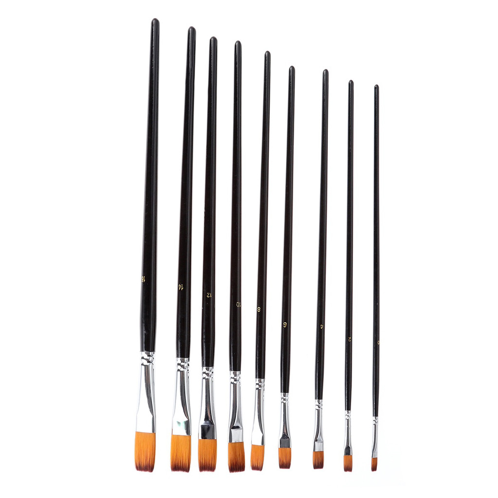 

9 Pcs Paint Brush Set Painting Supplies Pointy Beginner Bamboo Flat Pattern