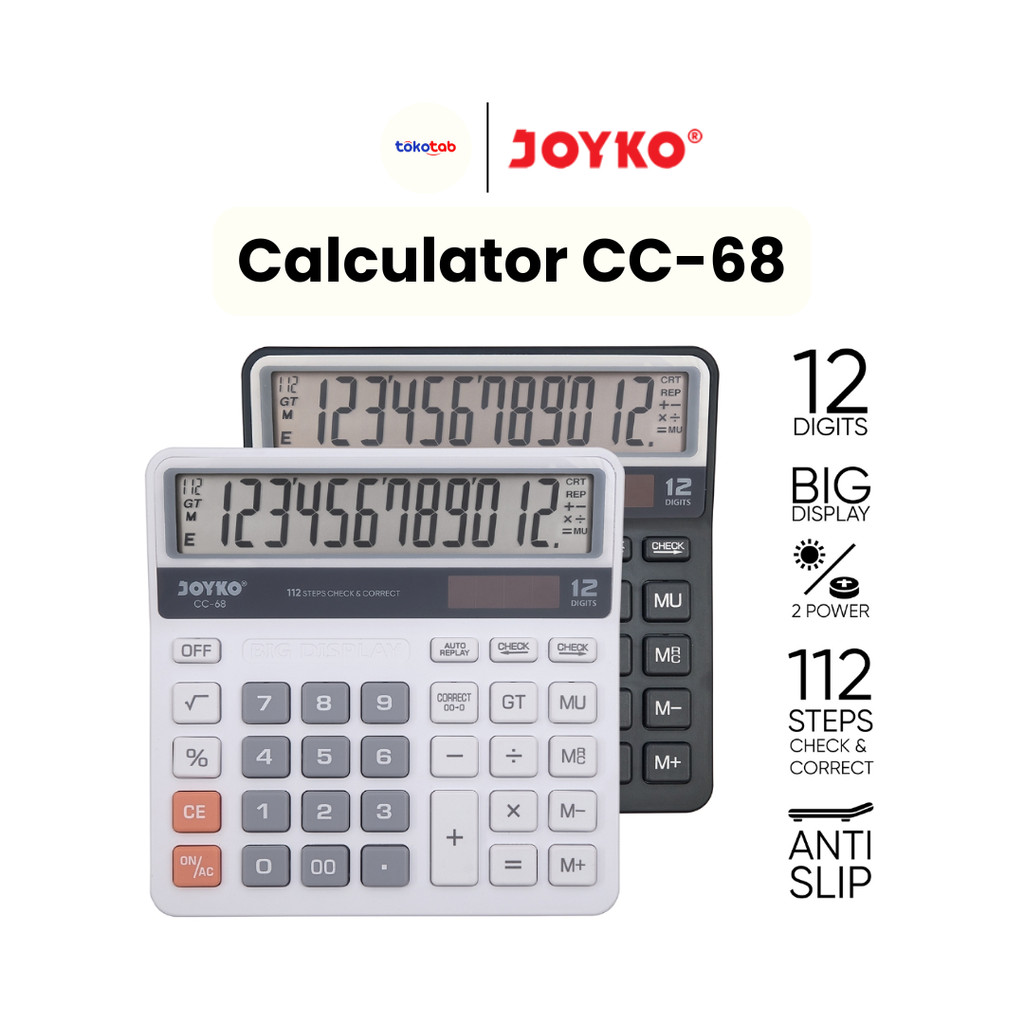 

Tootab Calculator Alulator Joyo Cc68 12 Digit Che Correct Detop Calculator Alulator Meja