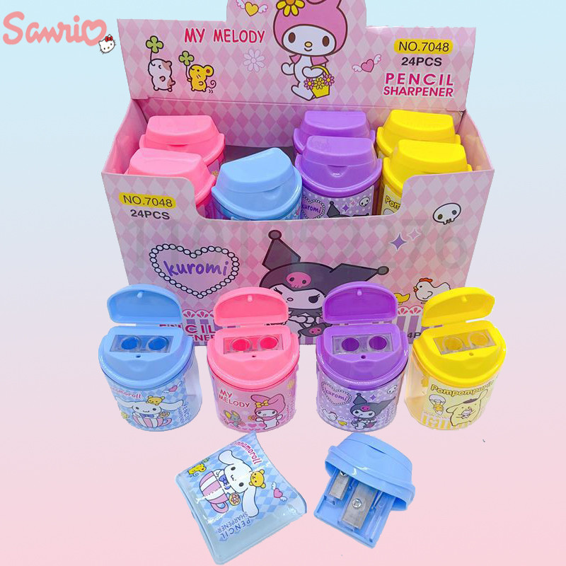 

4-24pcs Sanrio Pencil Sharpener Kawaii Kuromi Cinnamoroll Melody Student Double-hole Pencil Sharpener Stationery School Supplies