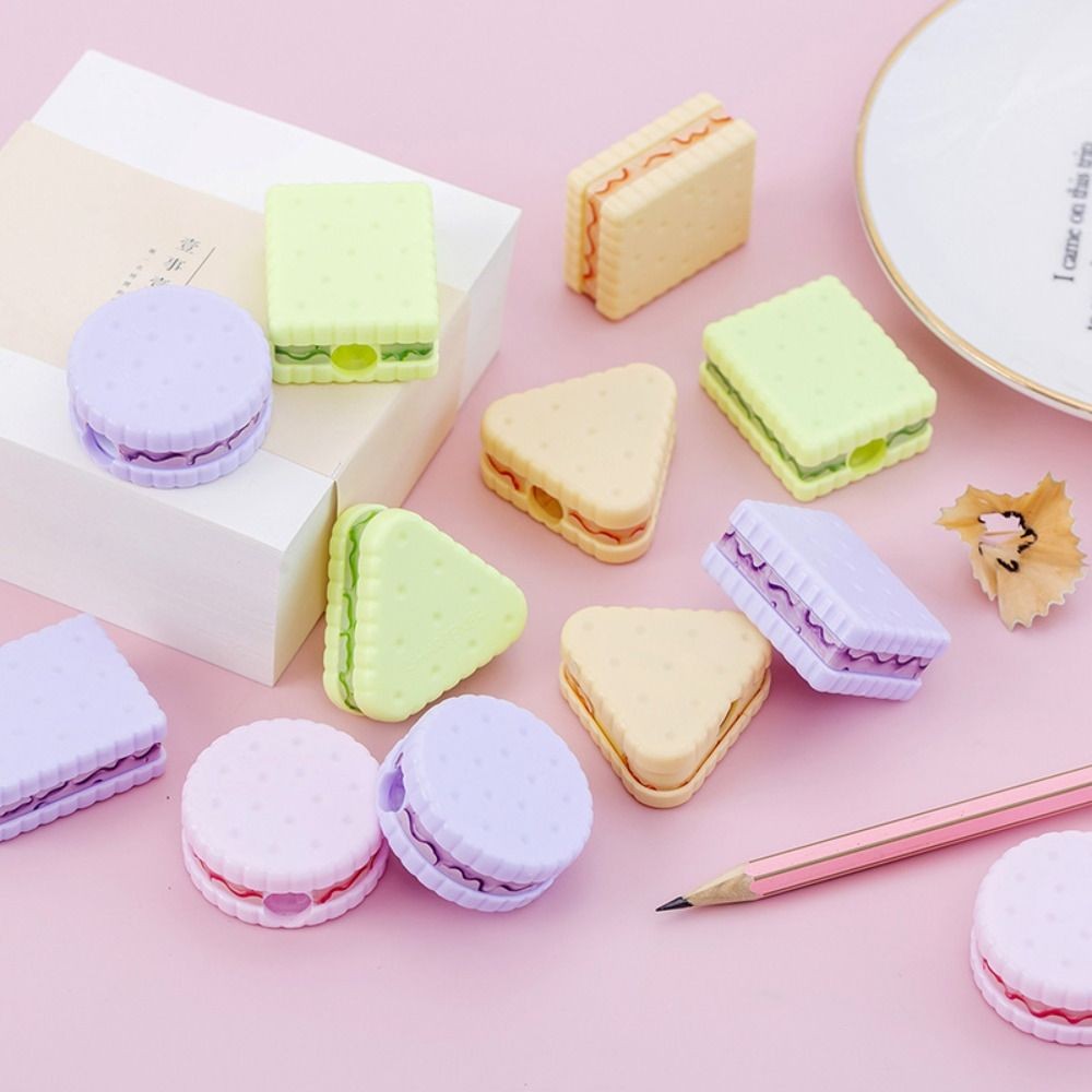 

Cute Cookies Pencil Sharpener Candy Colors Pencil Cutter Student Novelty Creative Stationery Kids Gift Office School Supplies