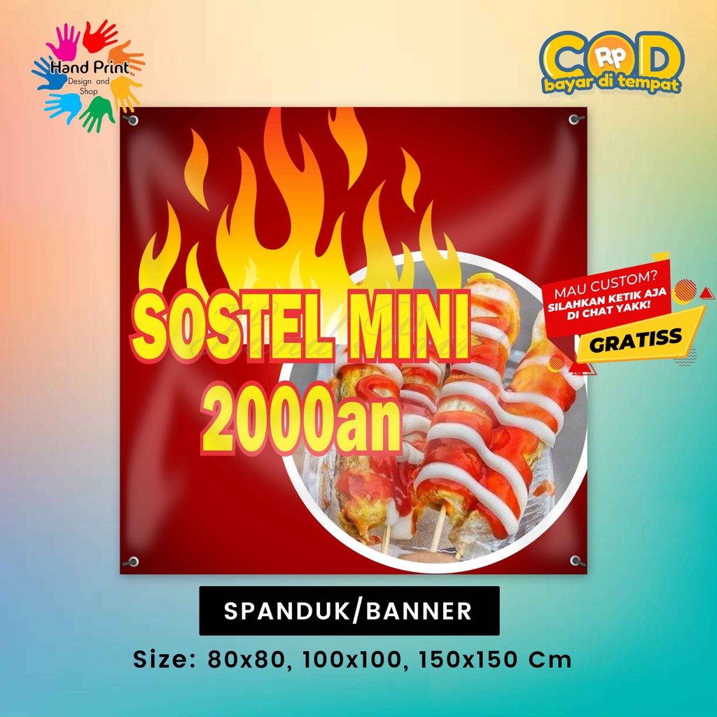 Cetak Spanduk Banner Jualan Sostel Sosis Telur Mini MMT Spanduk Custom 150x150