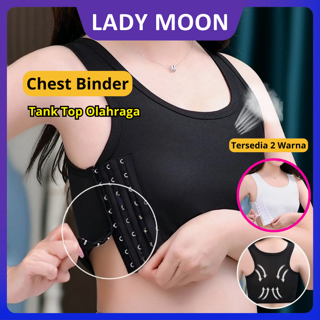 Lady Moon [GARANSI 1 TAHUN] Tank Top Olahraga Bernapas Breast Binder chest binder/ perata dada Kait 
