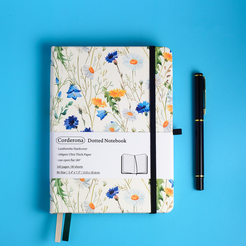 

Dotted Notebooks b6 Floral Journal Fresh flower art diary 160gsm leather portable girl Gift Hardcover dot Notebooks
