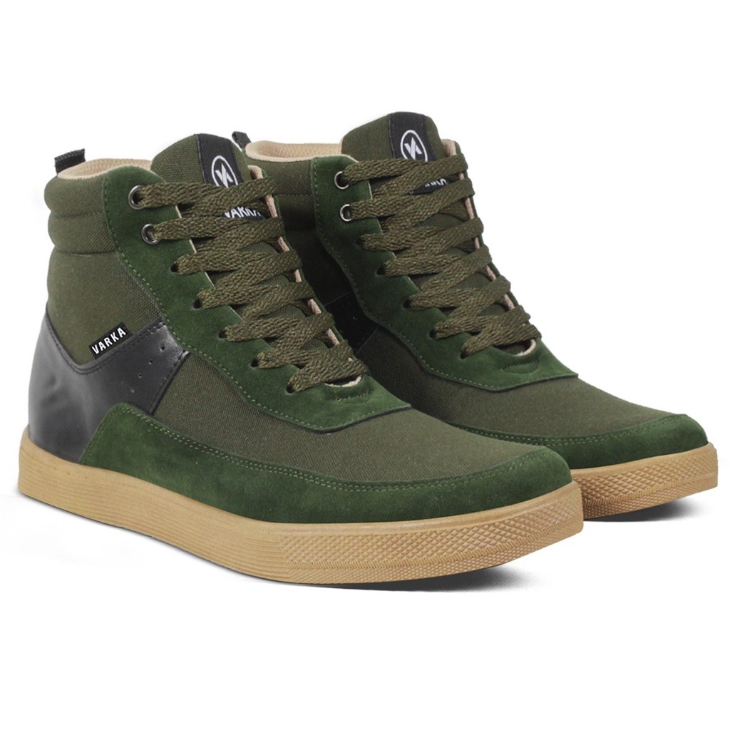 Hertz - Sepatu Sneakers Pria V 51114 Brand Varka Sepatu Kets Tinggi Kuliah Kerja Hangout - Hijau