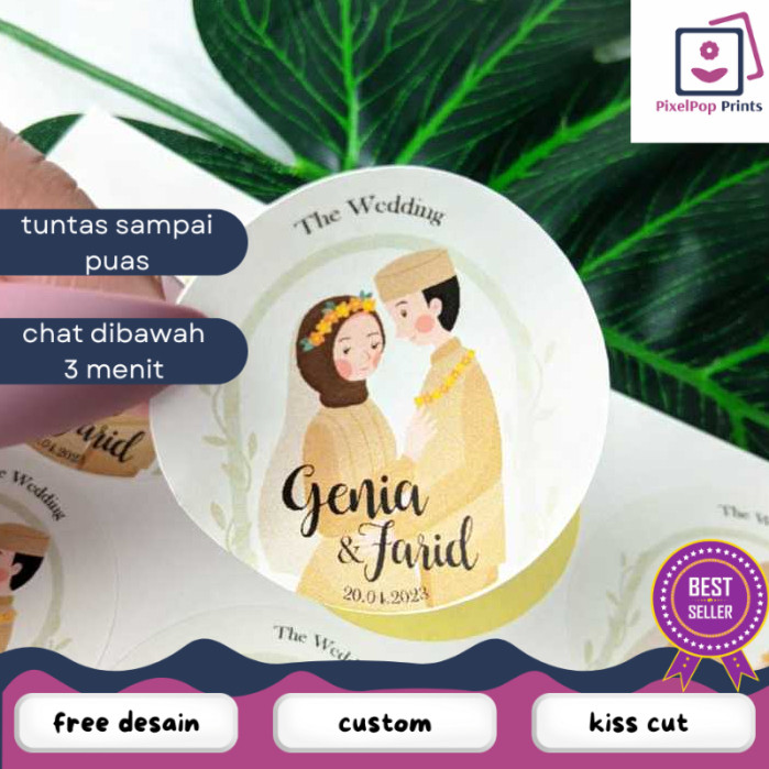 

Opikapip 5-8 Sticker Wedding Souvenir Stiker Custom Ucapan Nikah Label Undangan Free Desain