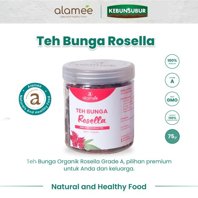 

ALAMEE Rosella Tea Teh Bunga Rosela Kering Flower Merah Premium Organik Red Premium 75gr kebunsubur