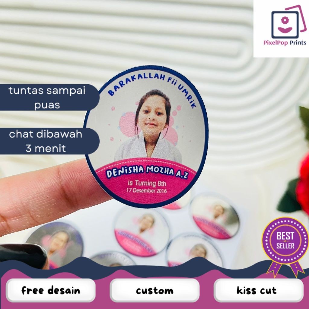 

Opikapip Sticker Undangan Ulang Tahun Anak Label Stiker Happy Birthday Bahan Gold/Silver Anti Air