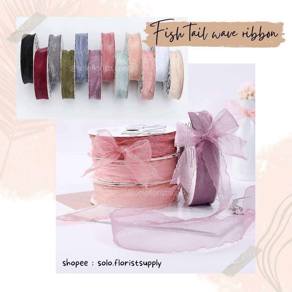 

FISH TAIL LIST WAVE KOREAN RIBBON ORGANZA GAUZE PITA GELOMBANG AESTHETIC PREMIUM RIBBON IMPORT BUKET