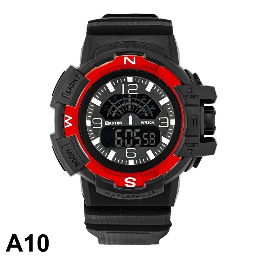 Gastro Jam Tangan Pria A10 Digital Rubber Water Resistant 3 ATM