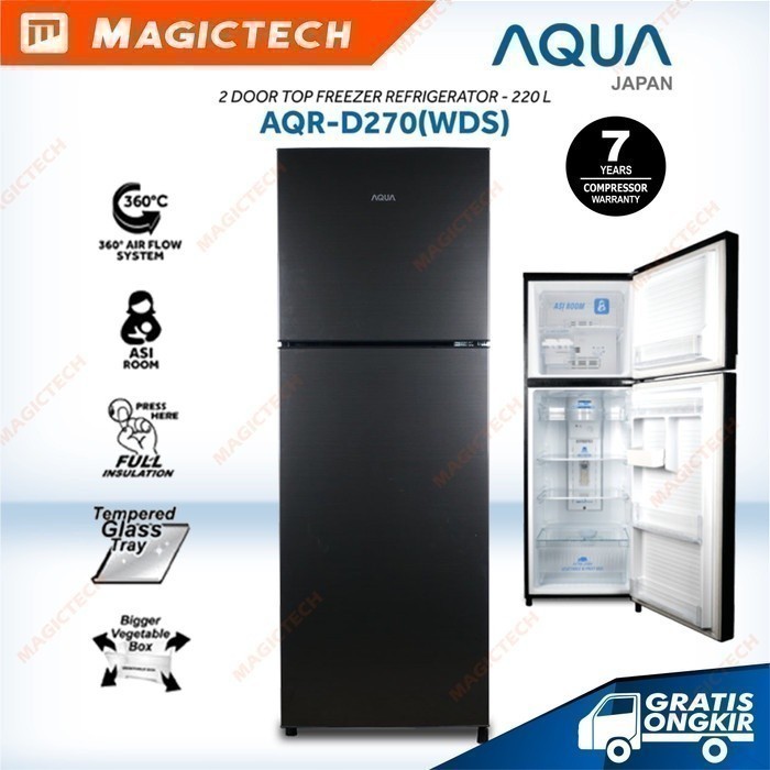 KULKAS AQUA 2 PINTU AQR-D270(WDS) ASI ROOM 220L - HITAM