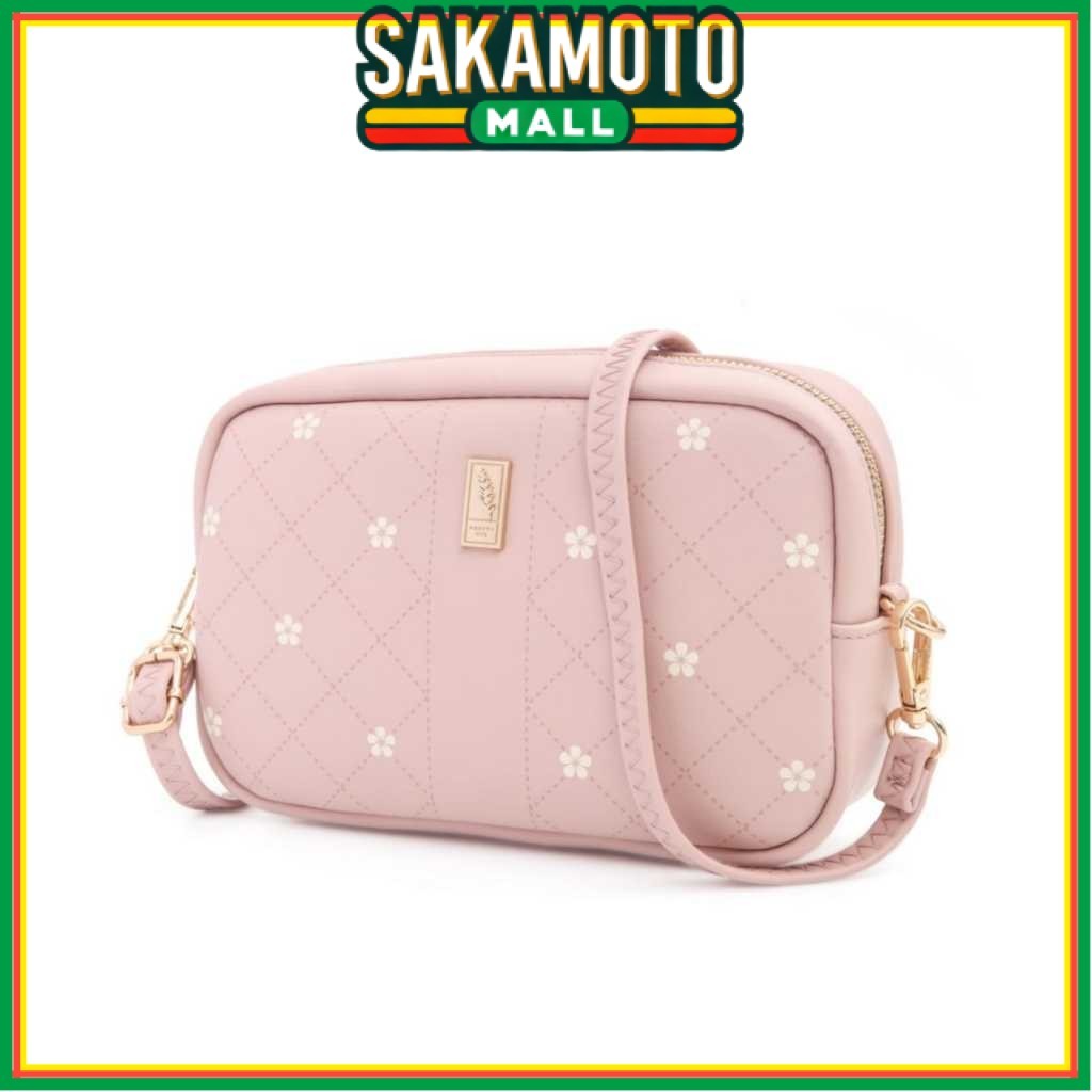 TAS SELEMPANG WANITA PRETTYZYS ORIGINAL KULIT PINK KECIL MORQUELLA TA911P3 SLING BAG CEWEK   KEKINIA