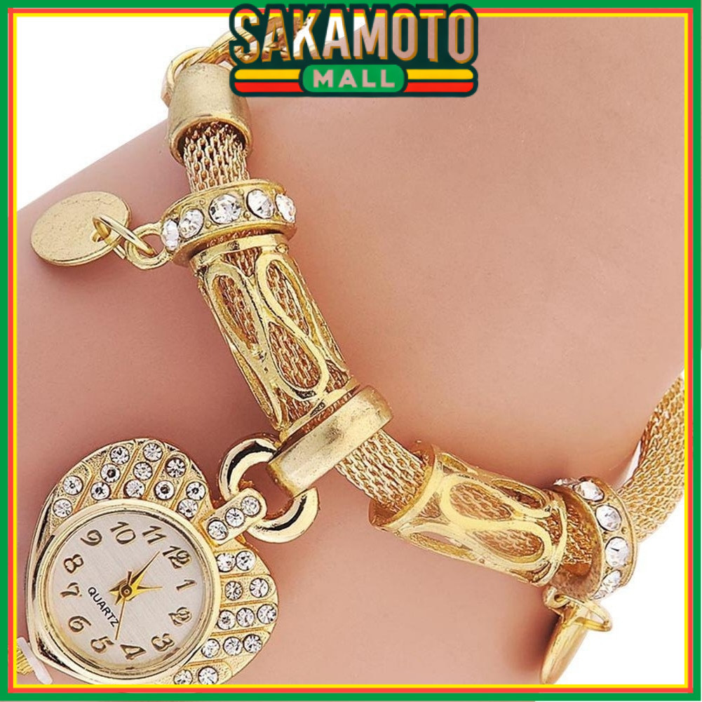 JAM TANGAN WANITA RANTAI GELANG PESTA GOLD EMAS DIAMETER KECIL DESDEMONA JAM126G1 MEWAH ELEGANT MURA